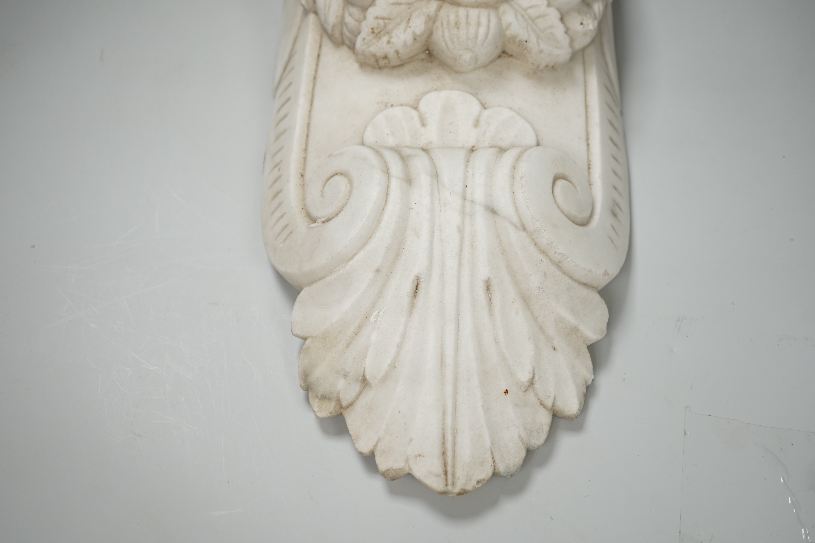 A 19th century carved marble architectural mount, 44cm high